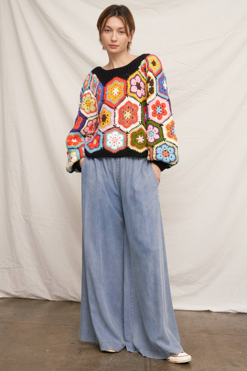 En Crème - Chunky Oversized Granny Squared Crochet Sweater