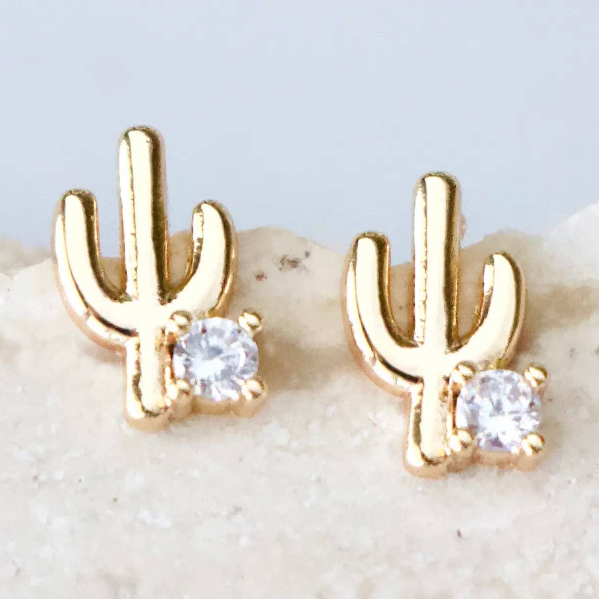 Mesa Blue - CZ Cactus Stud Earrings