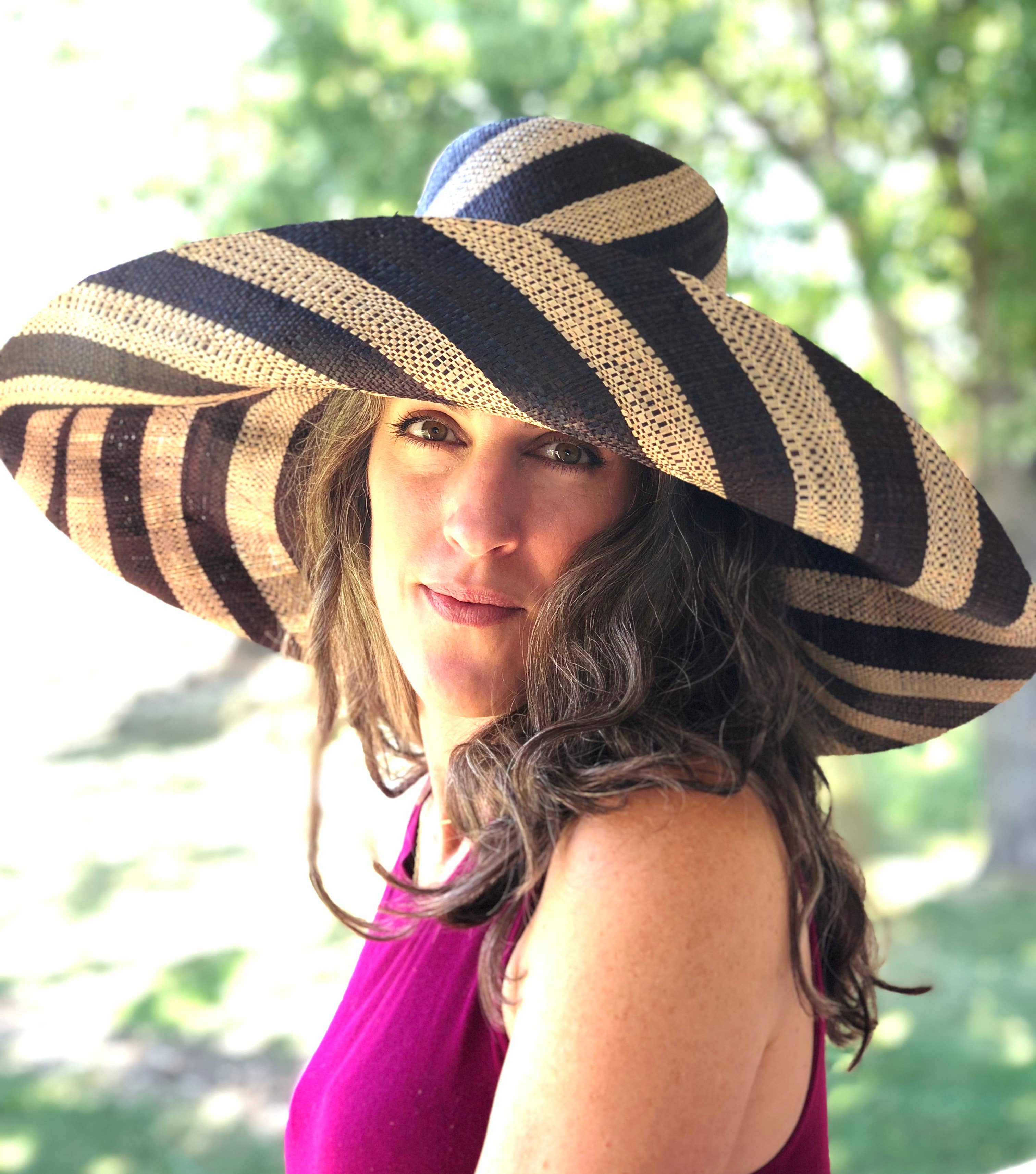 Shebobo - Sun Hats: Colored Stripes Packable 5"  Brim Raffia Straw