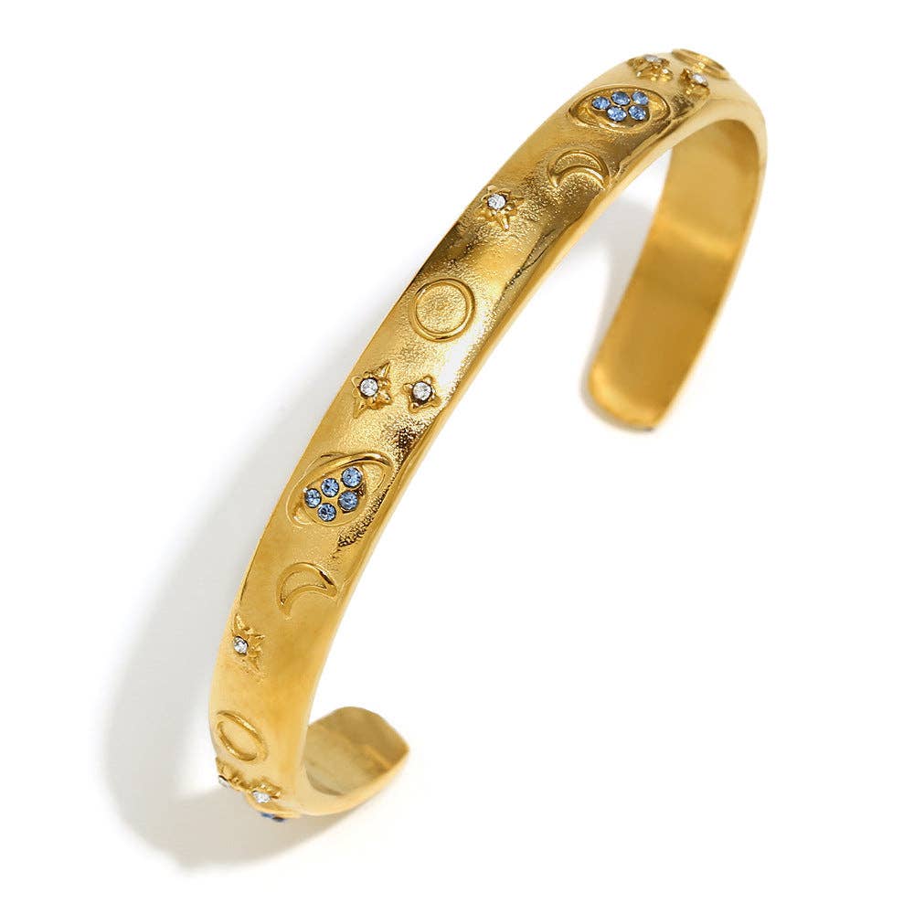 Surprise Tarot Style 18K Gold Plated S.Steel Cuff Bangle