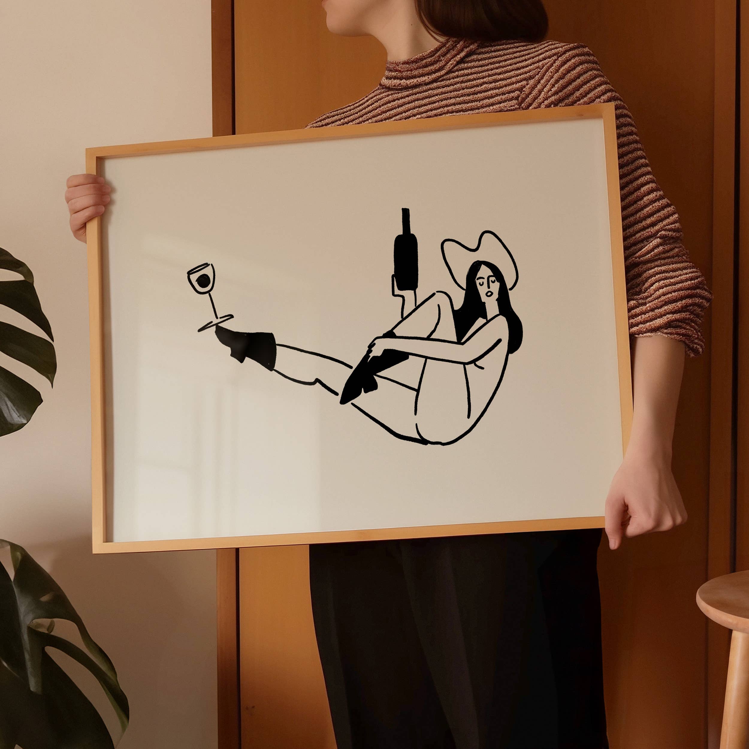 Tumbleweed Design Studio - Balance Yoga & Wine Cowgirl Minimal Western Wall Art Print