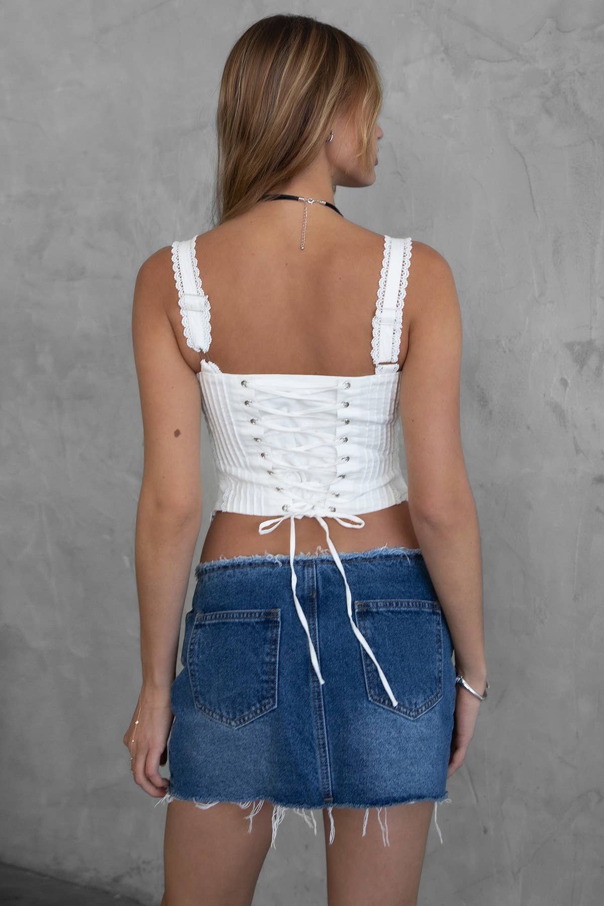 TILLA Sweetheart Neckline with Lace Trim Milkmaid Corset Top