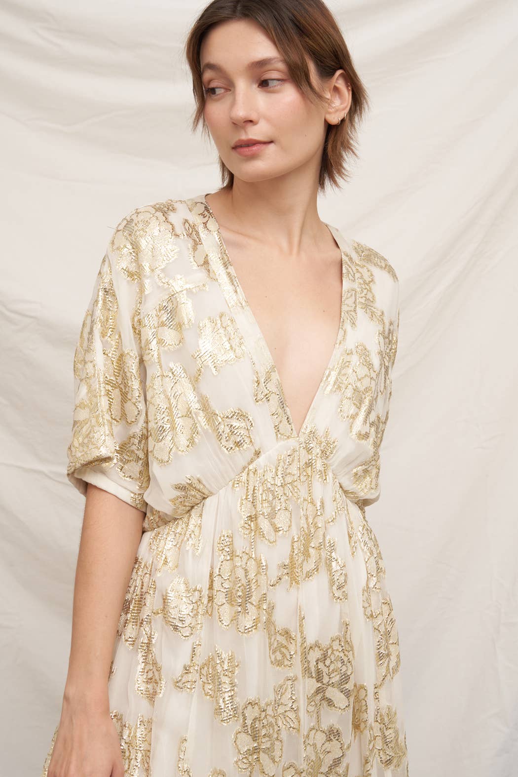En Crème - V-Neck Kimono Sleeve Maxi Dress