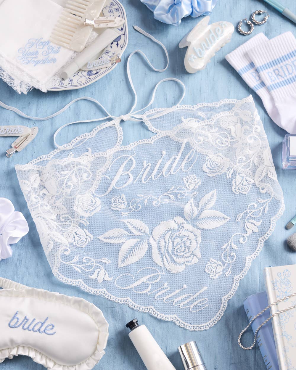 xo, Fetti - Bride Lace Headscarf | white embroidered bridal bachelorette