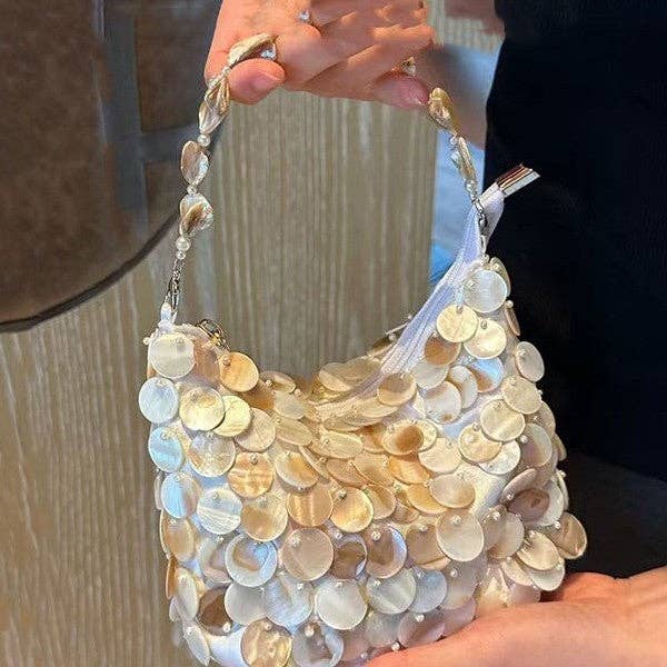 Dipped Shop - Trendy Handmade Pearl Shell Beaded Handbag