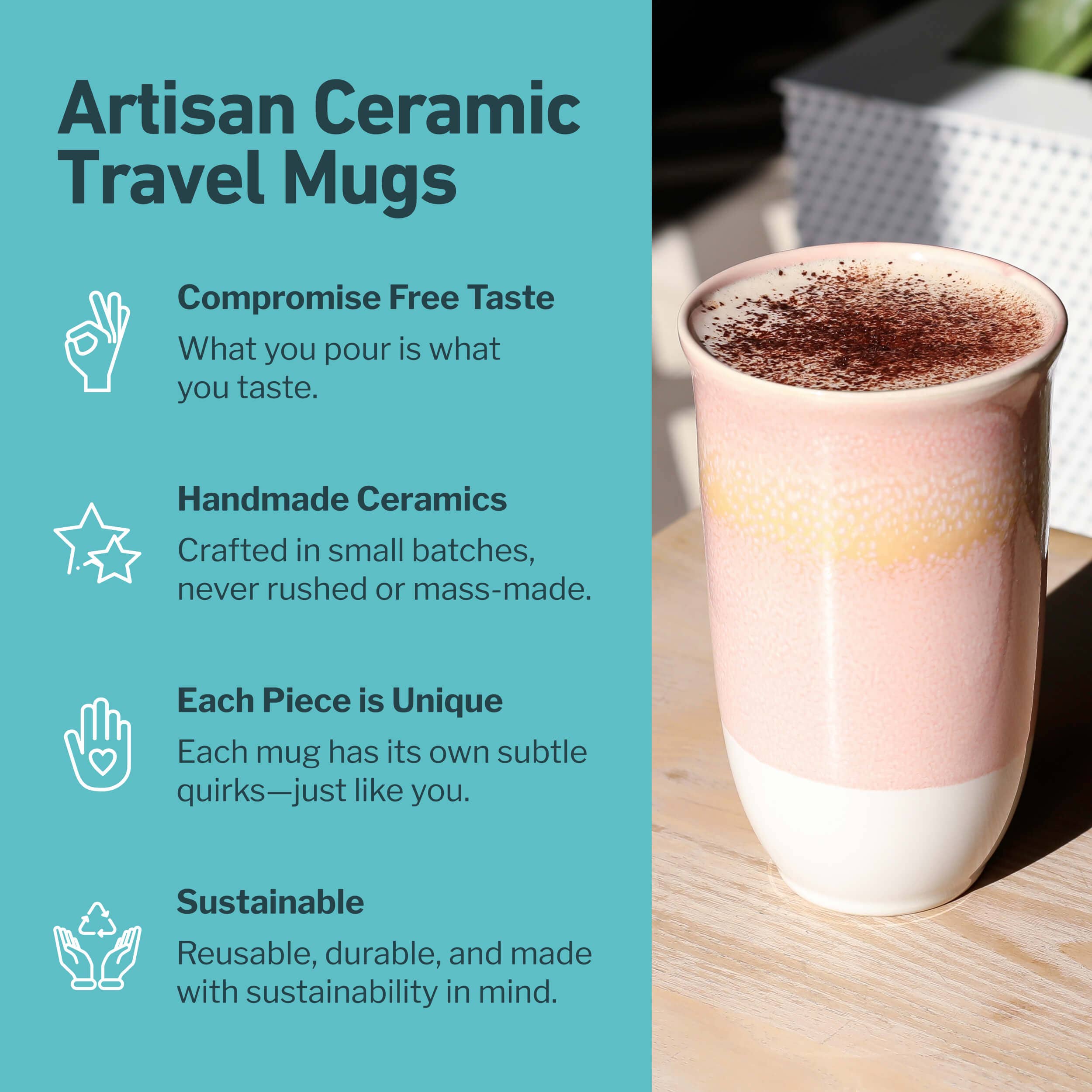 Nova Ceramics Travel Mugs - Afterglow Cup 16oz (Includes Lid & Band)