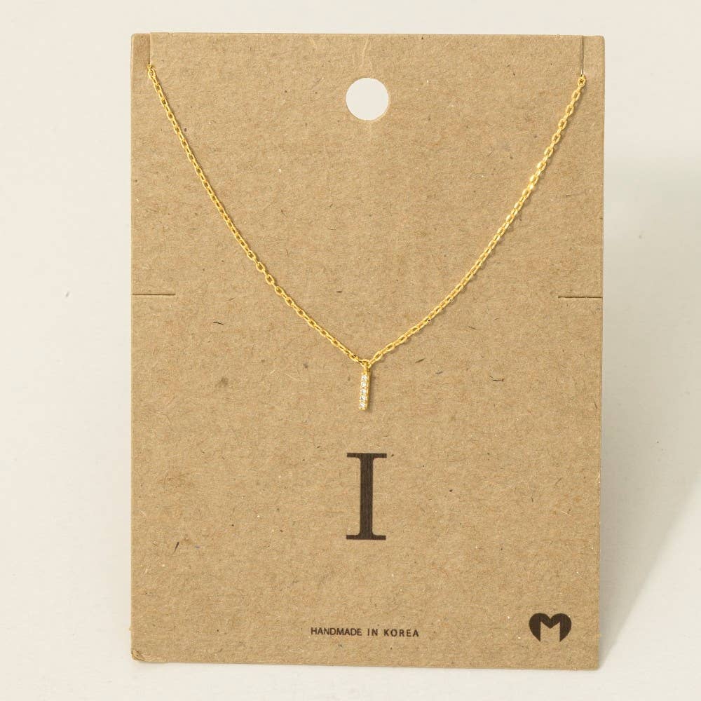 Fame Accessories - Mini Rhinestone Initial Necklace