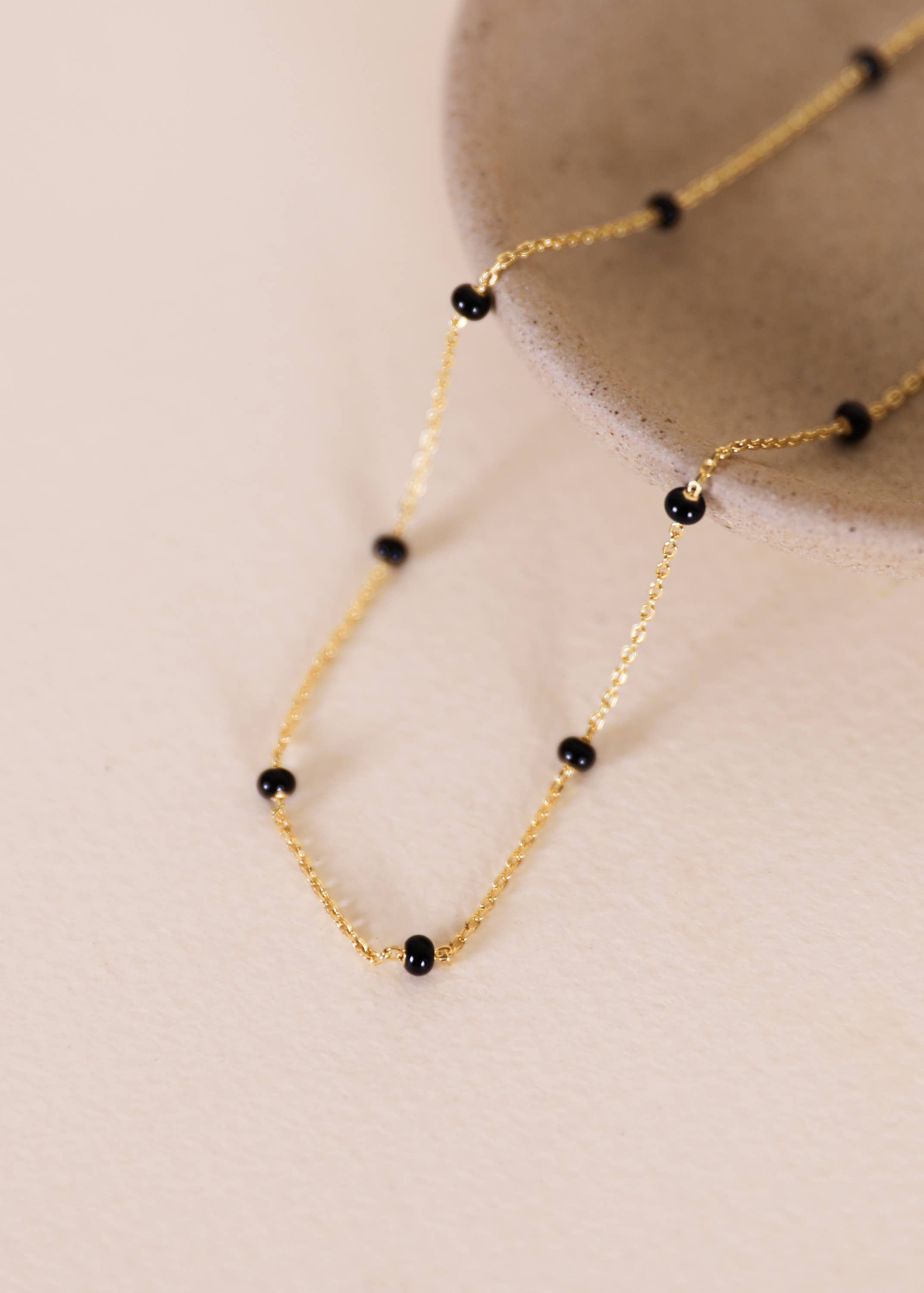 JaxKelly - Enamel Gold Necklace - 18k Gold Plated - Black