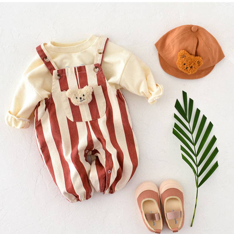 shoplittleswan - Baby Bear Adjustable Striped Overalls