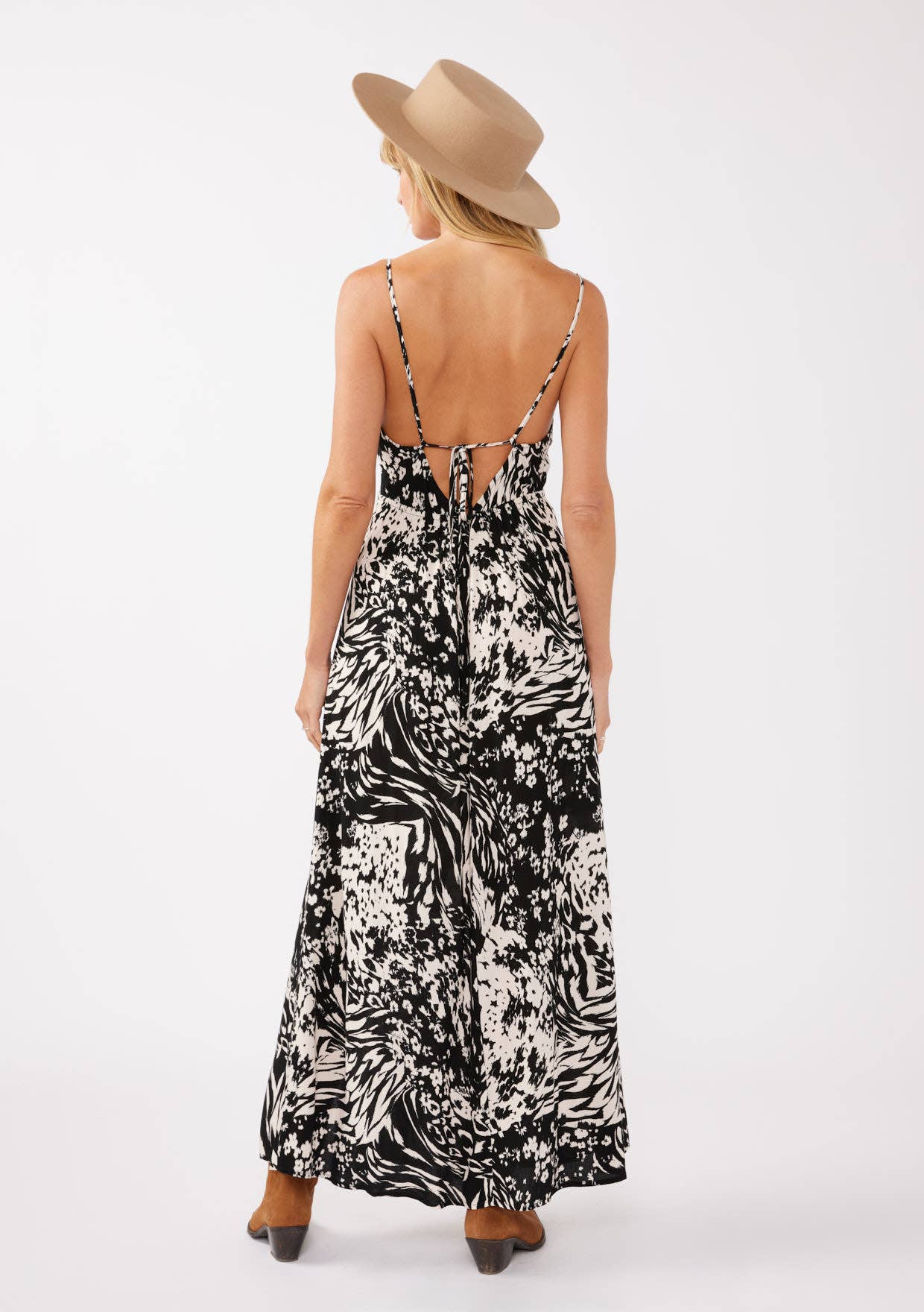 Lovestitch - Rayon Spaghetti Strap Tie Back Maxi Dress