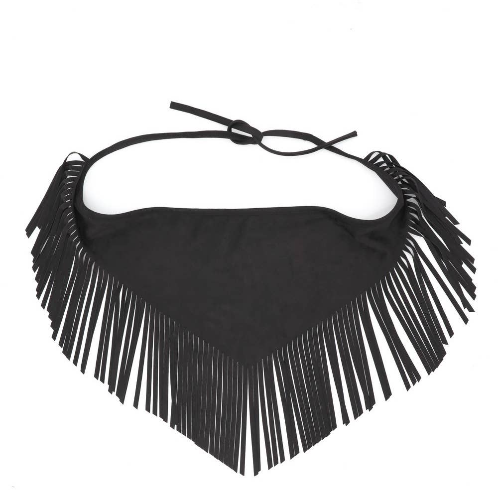 Collections by Fame Accessories - Vegan Suede Fringe Hip Scarf Wrap