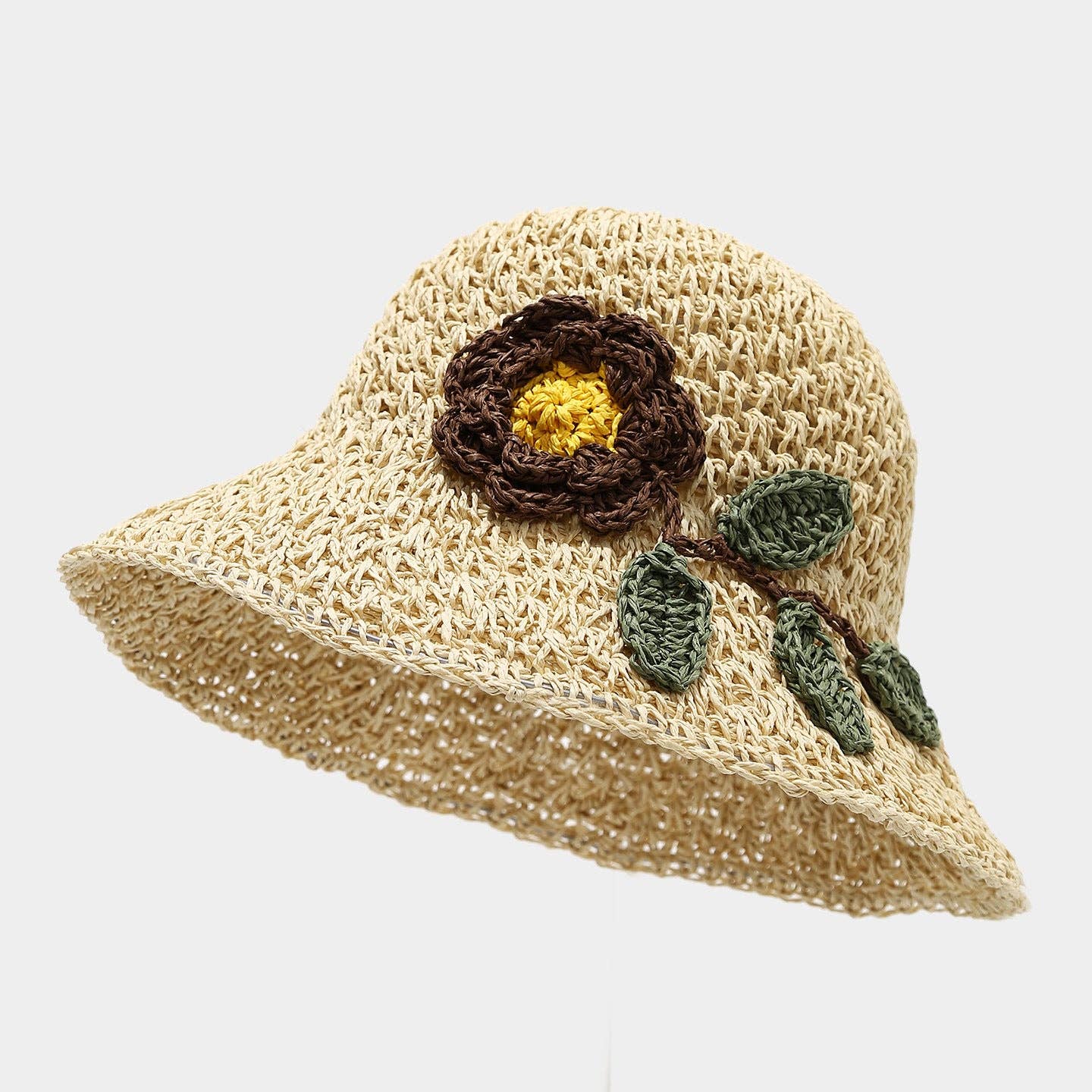 Dipped Shop - Handmade Crochet Sunflower Hollow Bucket Hat MK2COW6W6HAT35