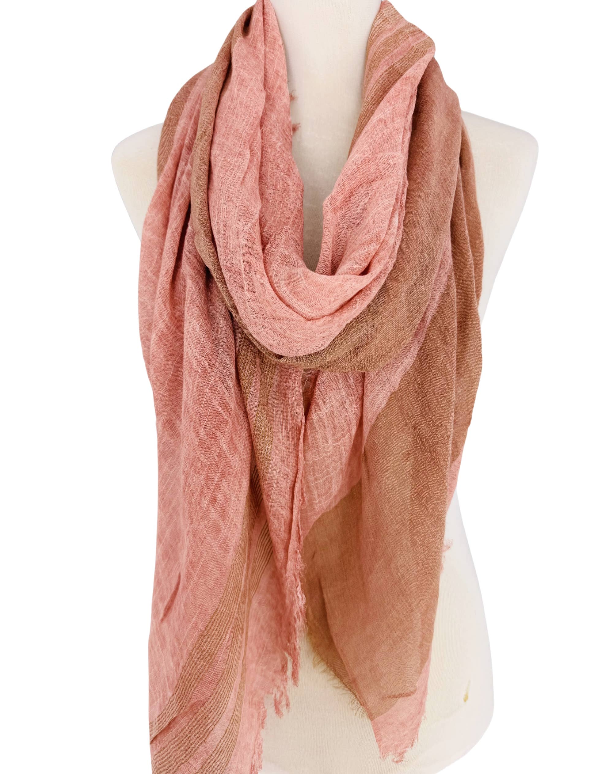 Classic Vintage Stonewash Stripe-Trimmed Scarf