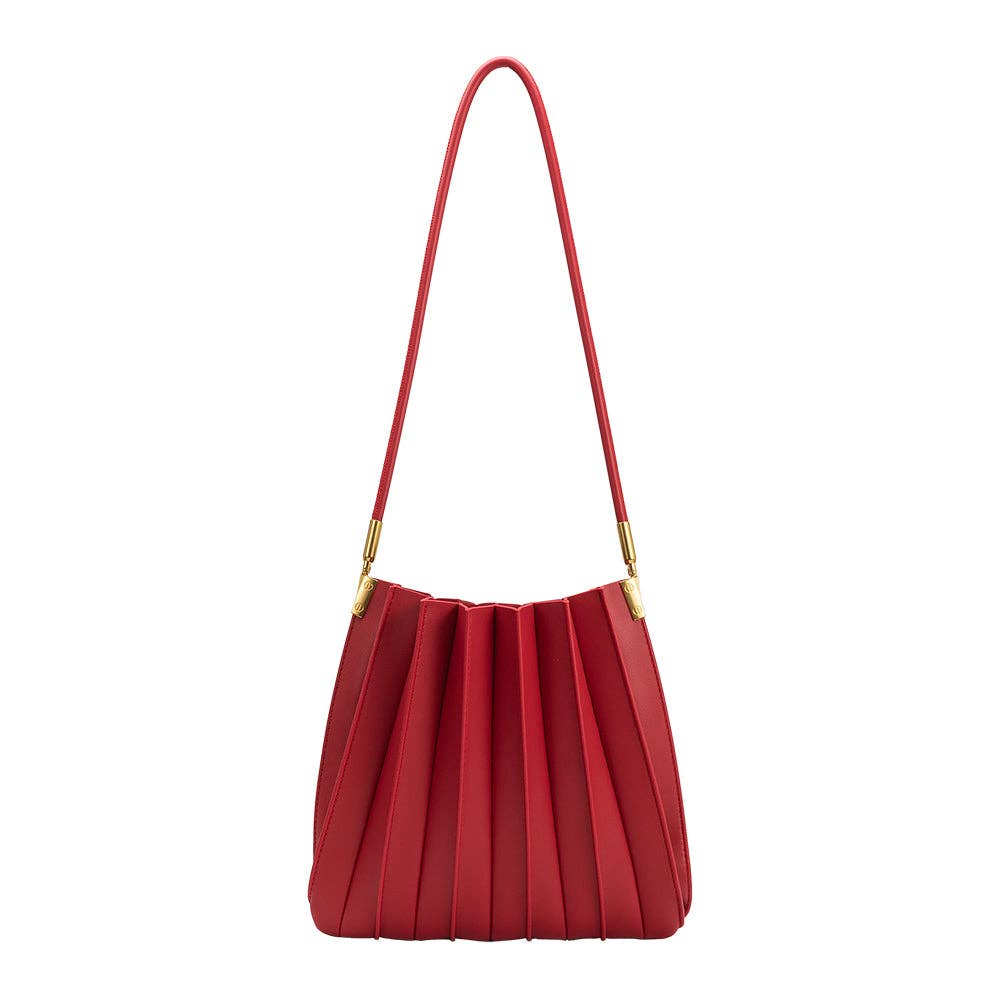 Melie Bianco - Carrie Red Pleated Vegan Shoulder Bag