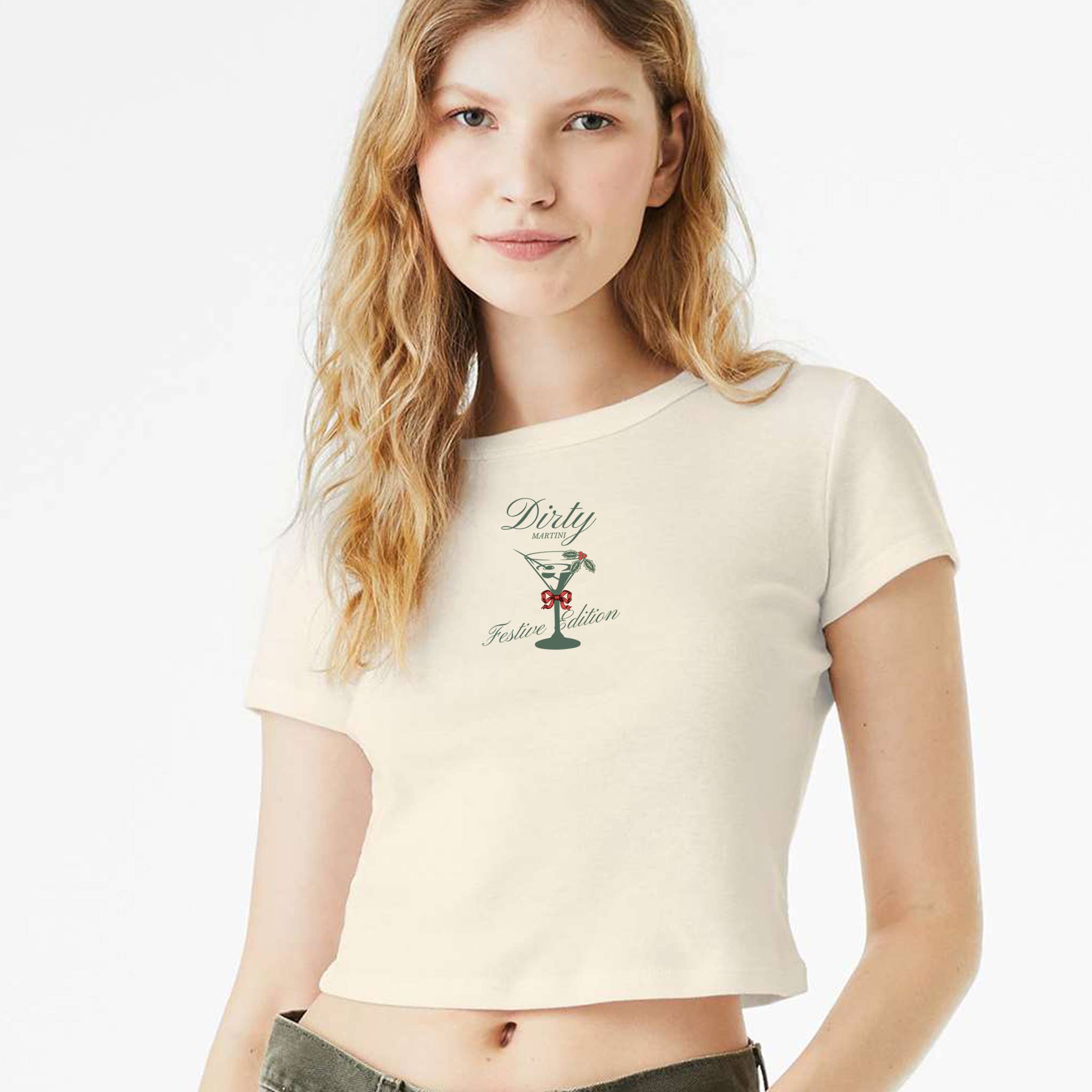 femfetti - Festive Simple Dirty Martini Micro Rib Baby Tee