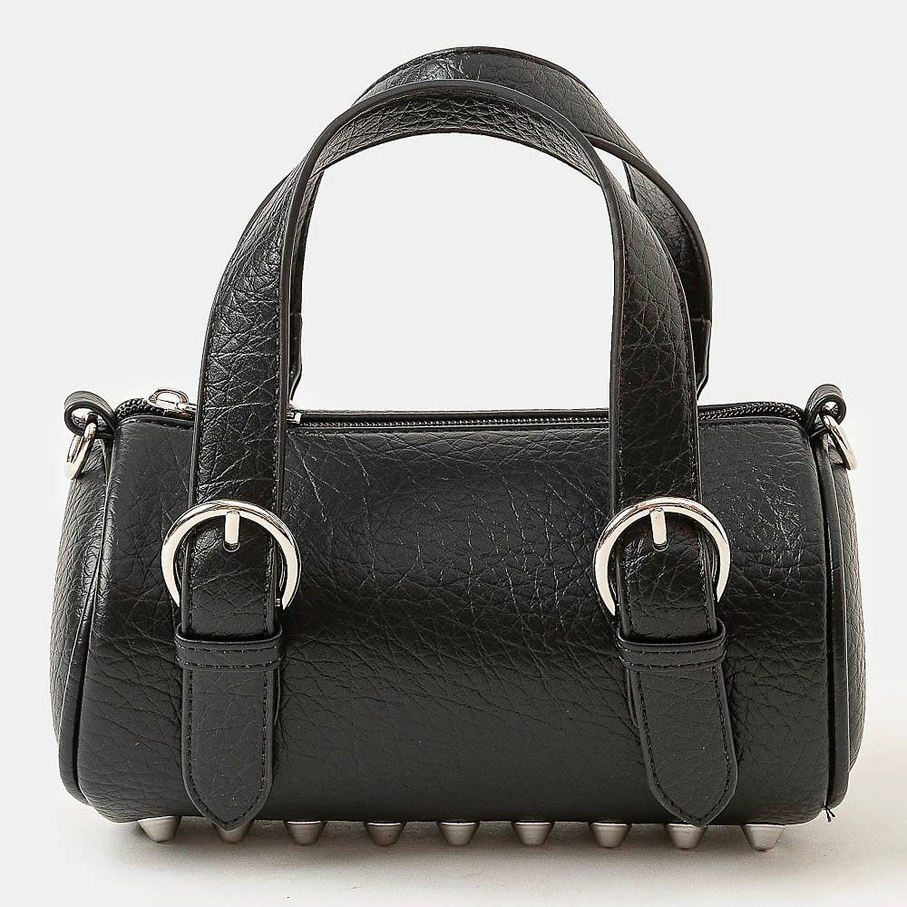 Leather Buckle Strap Cylinder Hand Bag