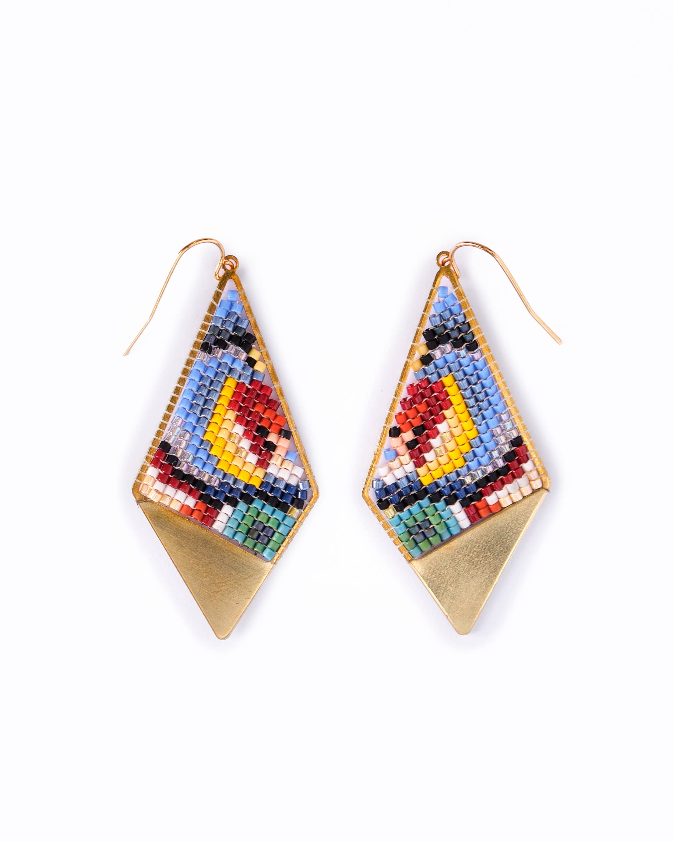 Mayana Designs Co - Beaded Handwoven Kaleidoscope Kite Earrings (Pink/Orange)