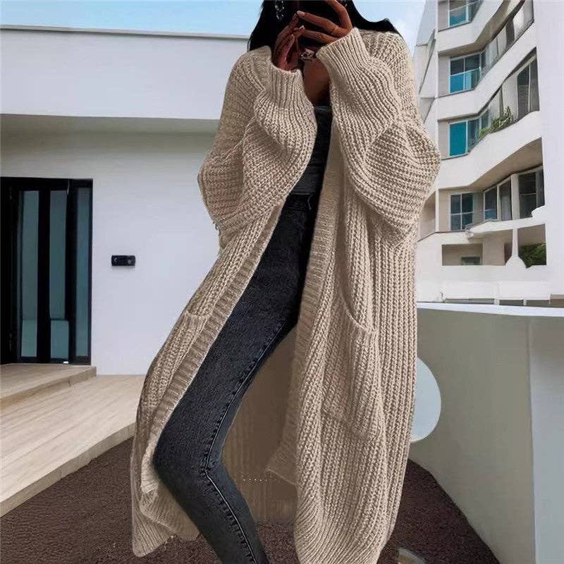 Sheer Trend - Mid-Length Solid Color Loose Cardigan Coat