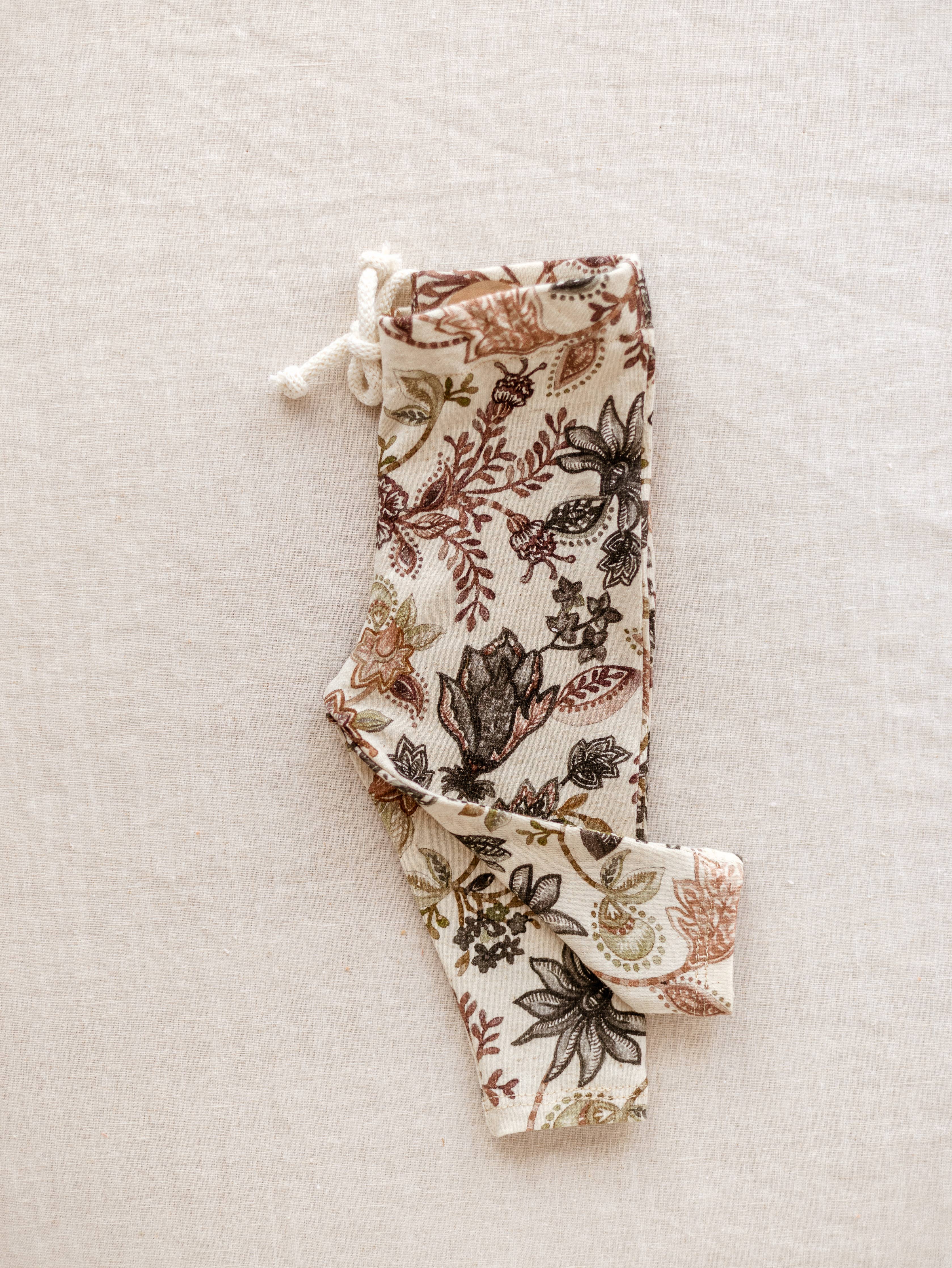 PETITE EvelinaApparel - Baby leggings / Linen Floral - Chocolate Mauve