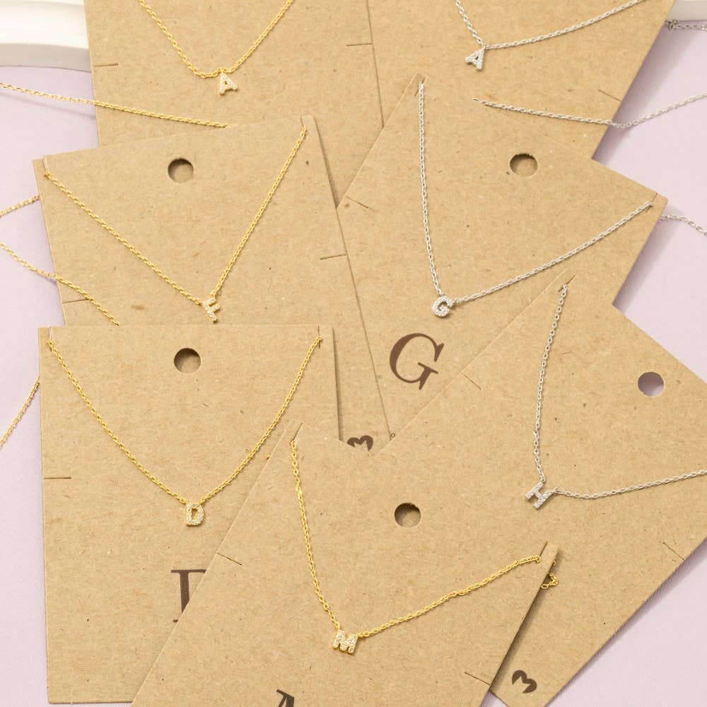 Fame Accessories - Mini Rhinestone Initial Necklace