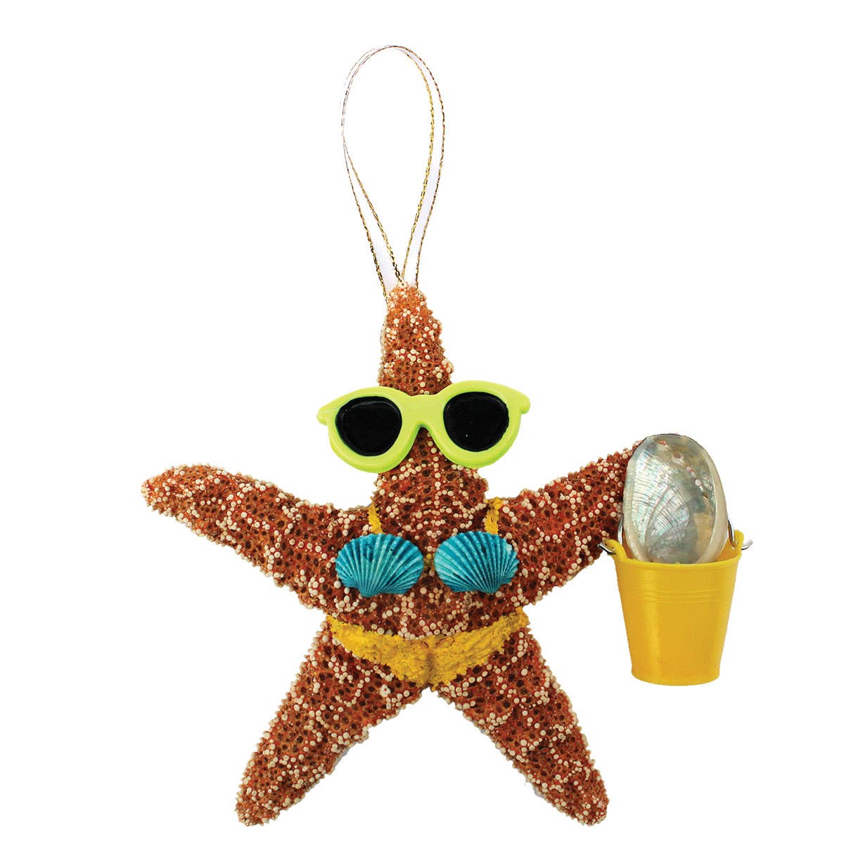 California Seashell Company - Beach Girl Bucket Sugar Starfish Ornament