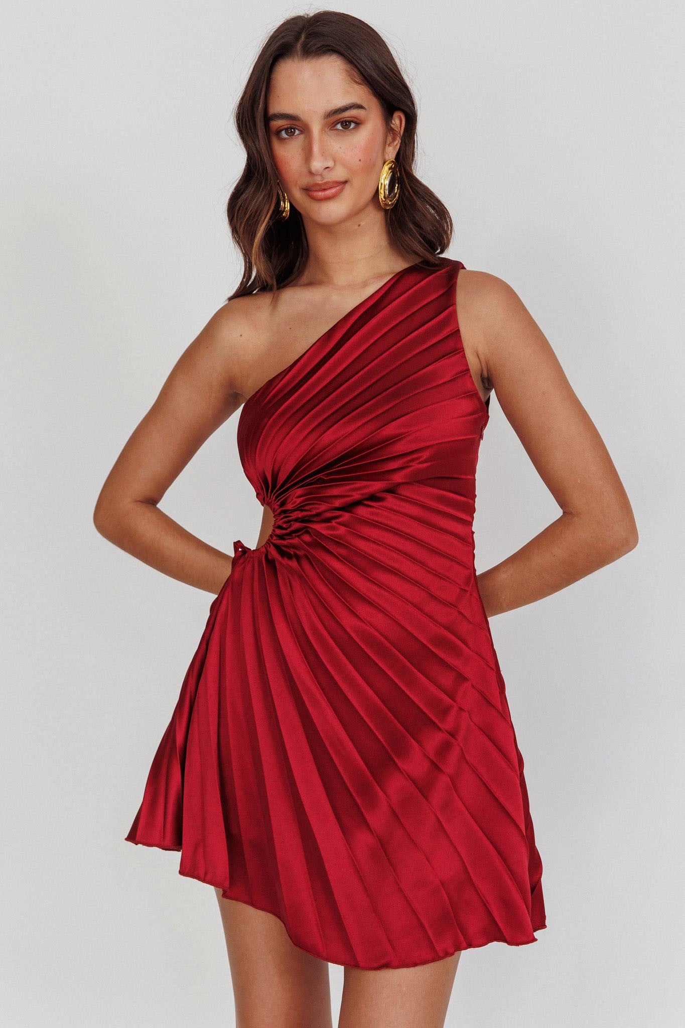 Asymmetrical Accordion Mini Dress