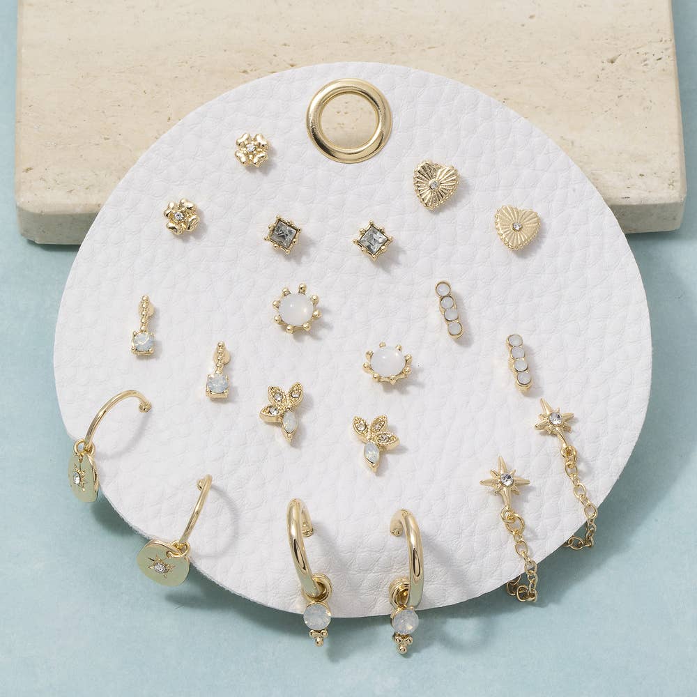 Fame Accessories - Assorted Stud Huggie And Drop Earring Set