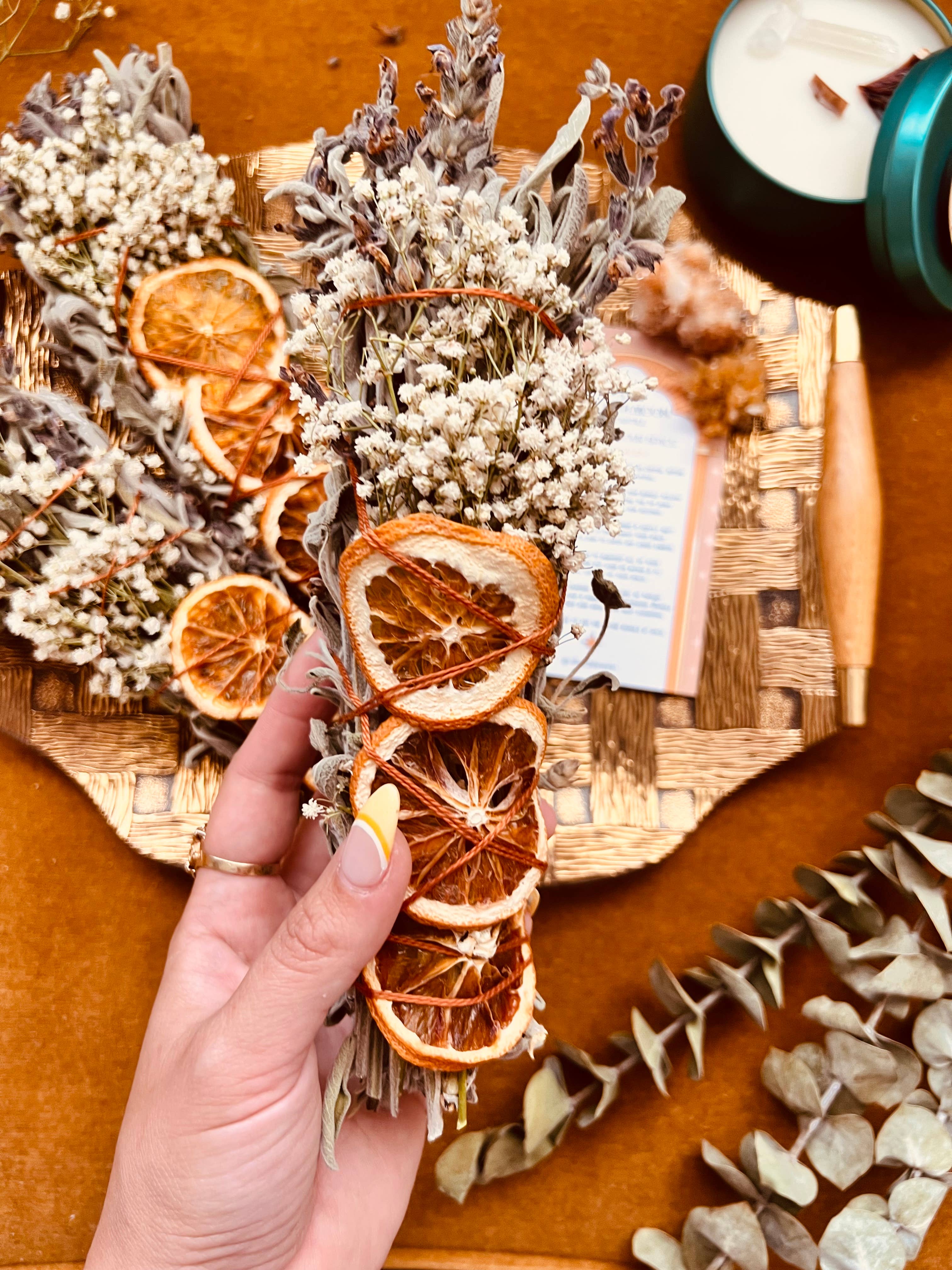 The 12th Moon - CITRUS HARVEST Sage Bundle - SEASONAL Smudge - FALL + WINTER
