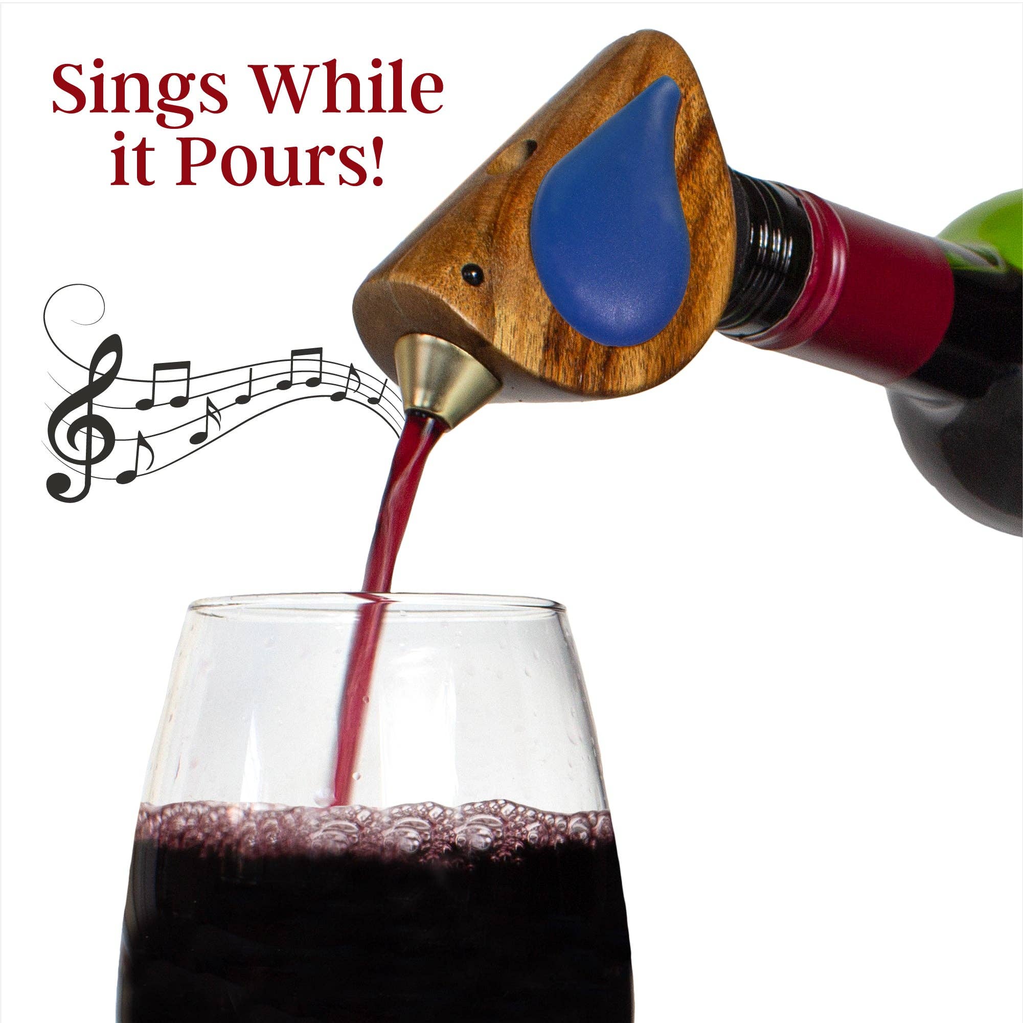 Totally Bamboo - Songbird Specialties® "Singing" Wine Bottle Pourer, Blue