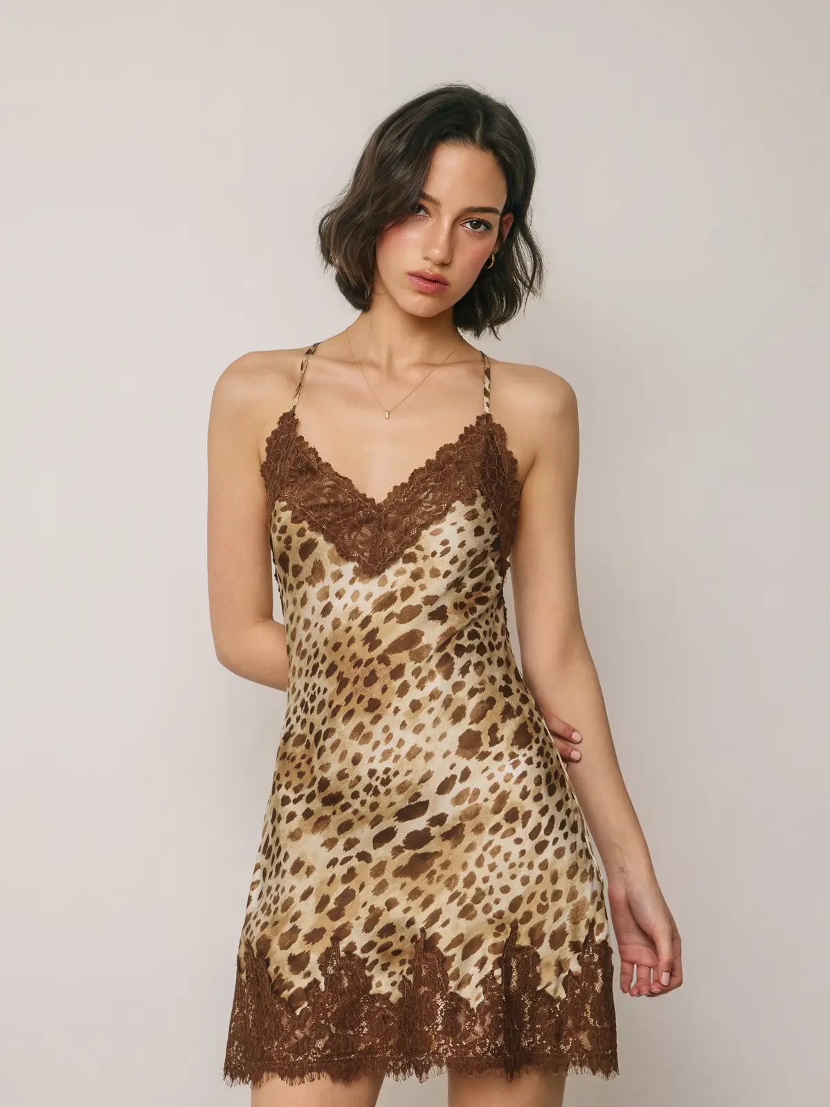 Dress Forum - Floral Lace Trim Slip Mini Dress