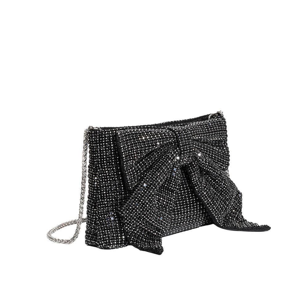 Melie Bianco - Jada Black Bow Rhinestone Crossbody Bag