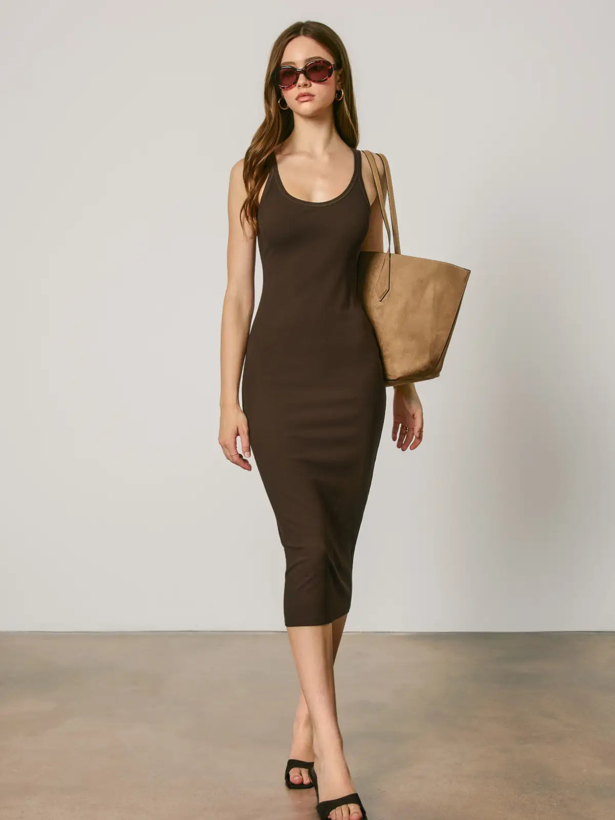 Scoop Neck Ribbed Maxi Dress
