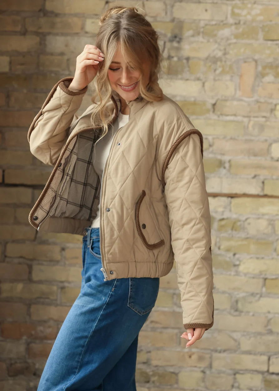 Corduroy Trim Button Front Jacket