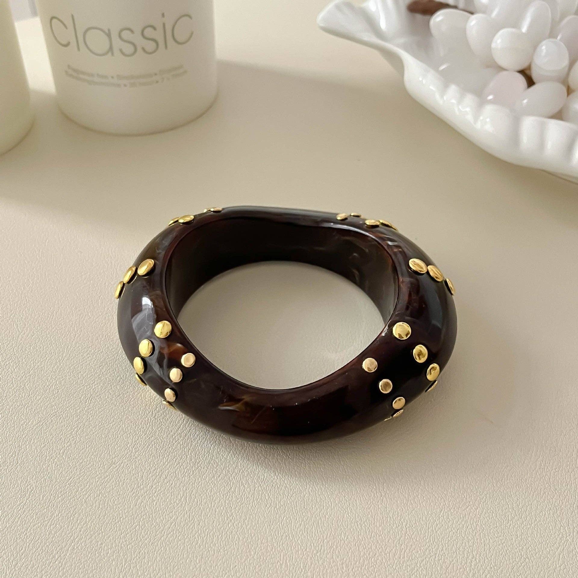 Dipped Shop - Chunky Irregular Studded Punk Resin Geometric Bracelet MK2PPPO6W6JBR119