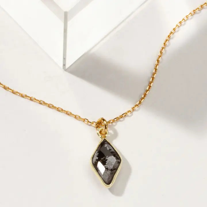 You're A Gem Adjustable Necklace - Snowflake Obsidian