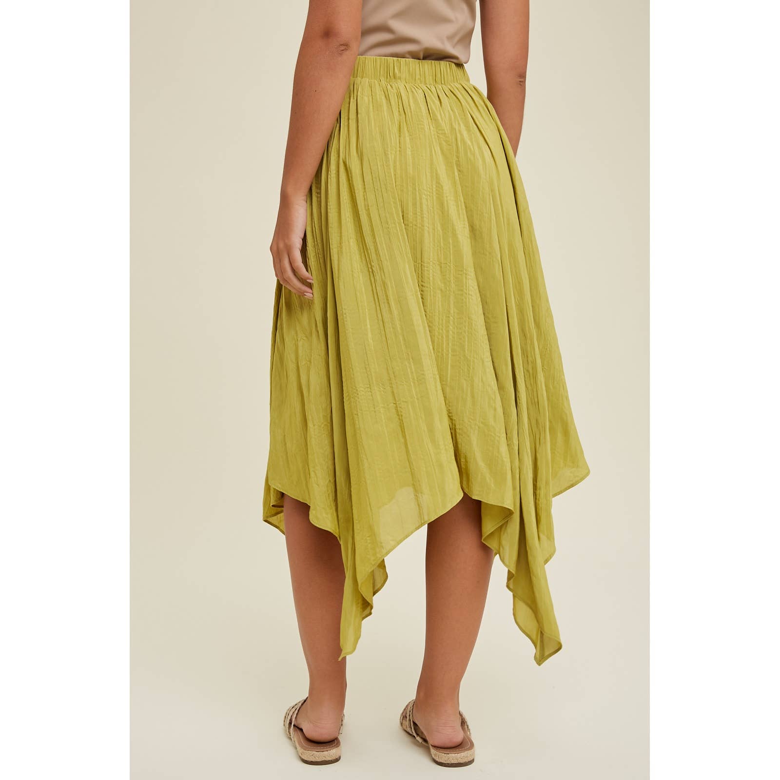CRINKLE HANDKERCHIEF MIDI SKIRT