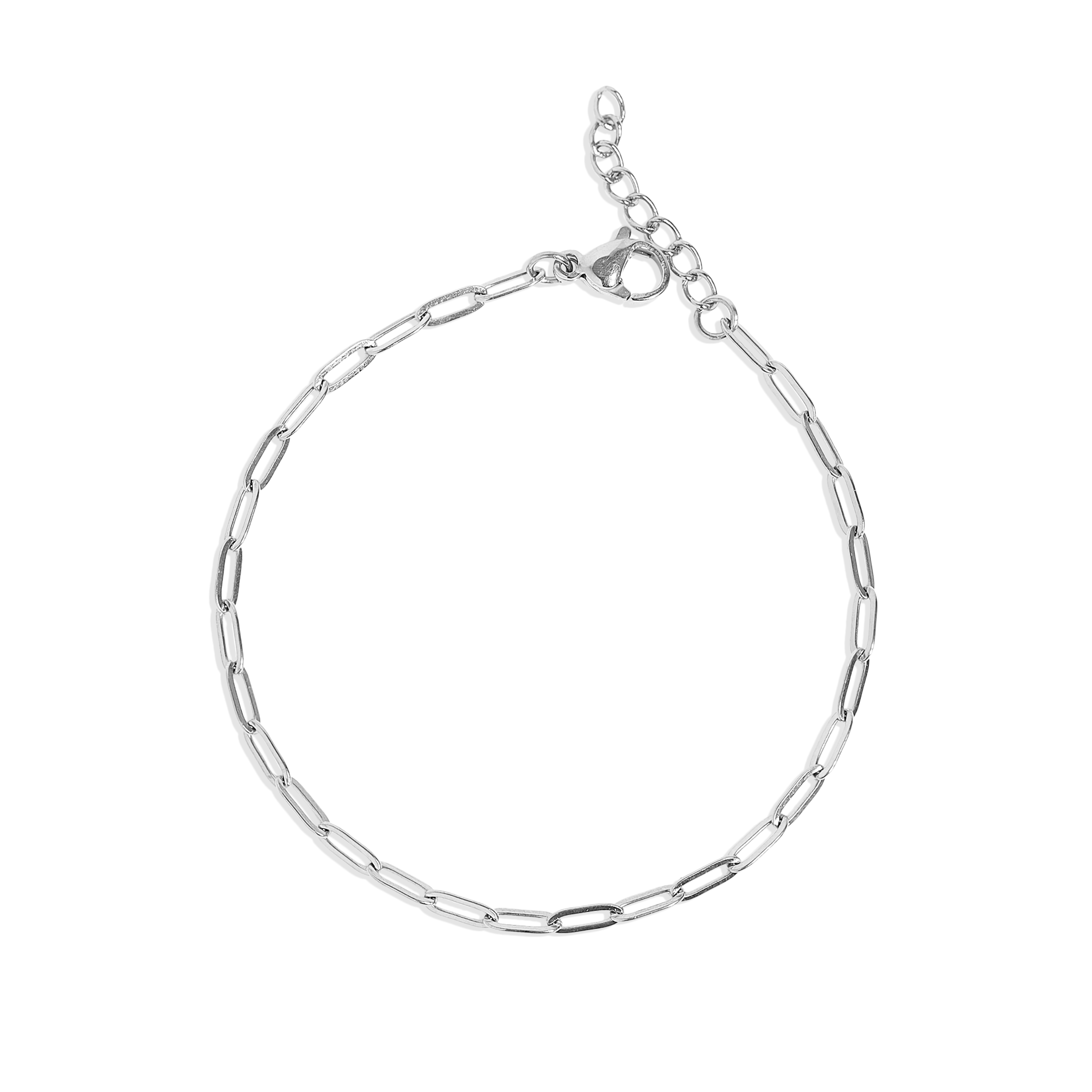 WJW - Gold Stainless Steel Paperclip Chain Bracelet + Extension