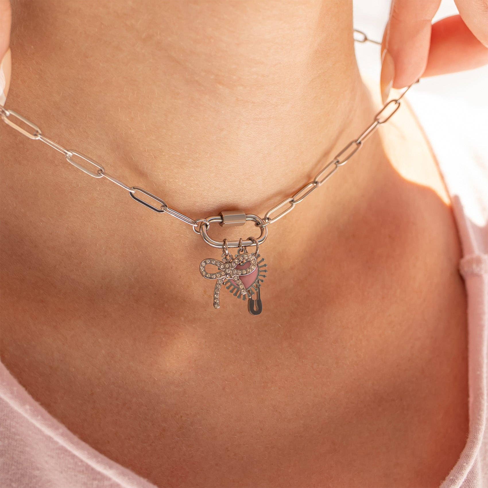 WJW - 18K Gold PVD Paperclip Carabiner Necklace