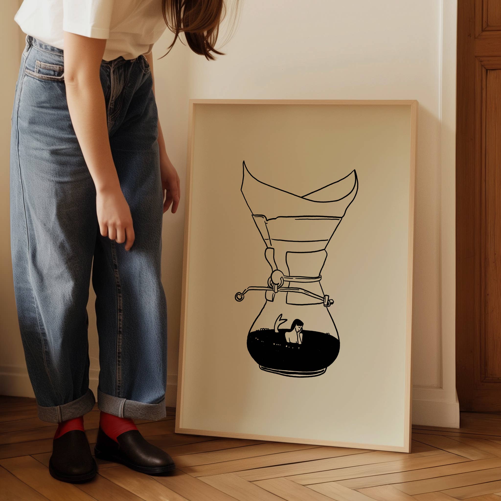 Tumbleweed Design Studio - Pour Over Coffee & Mermaid Minimal Art Print