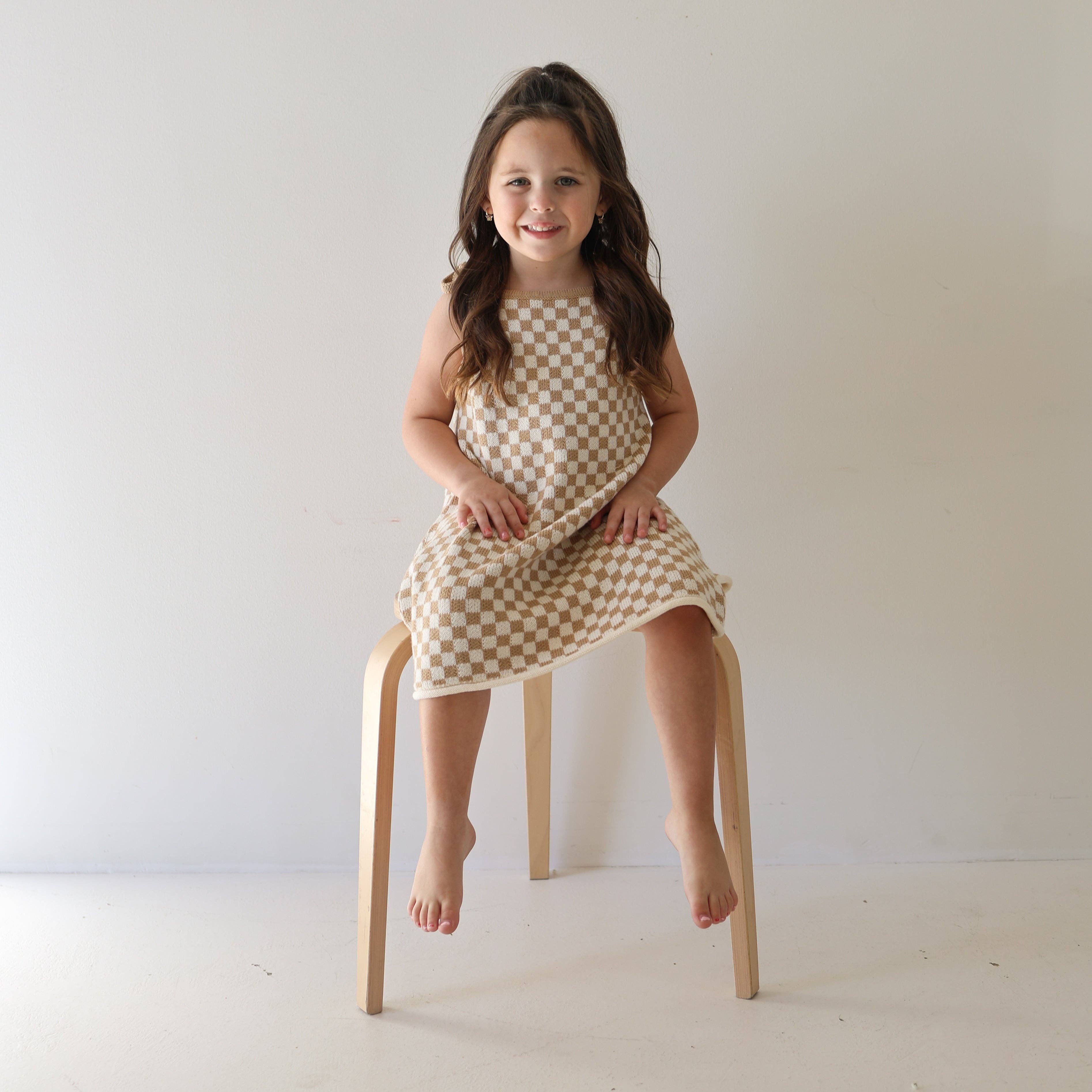 Forever French Baby - Knit Dress | Latte Check