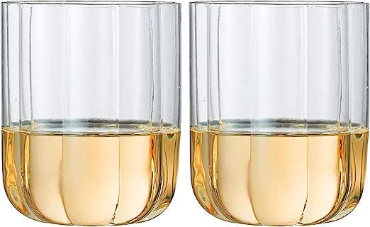 The Wine Savant /  Khen Glassware - Flower Vintage Glass Stemless Highball - Set of 2-13 oz