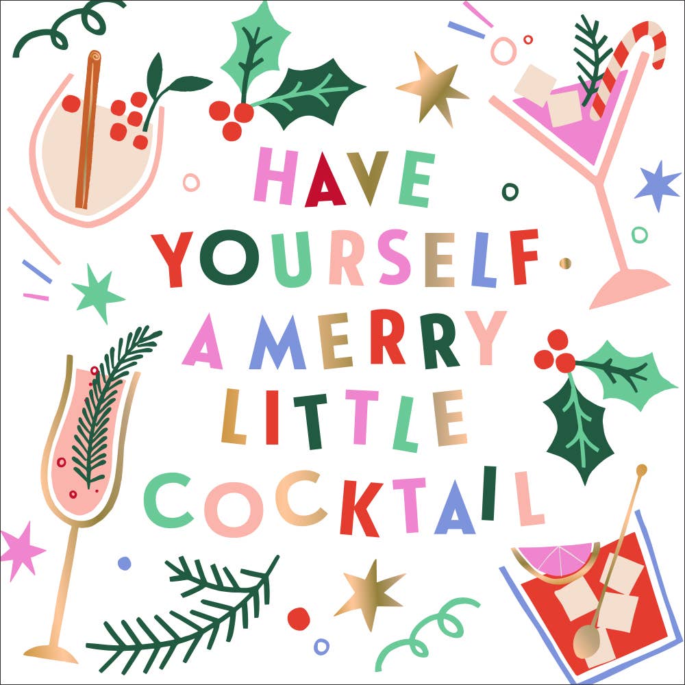 soiree-sisters - Christmas Napkins | Merry Little Cocktail - Foil - 20ct