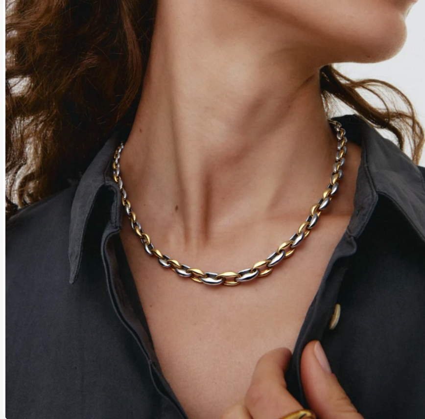 HoopLa - Max Two Tone Mariner Coffee Bean Necklace