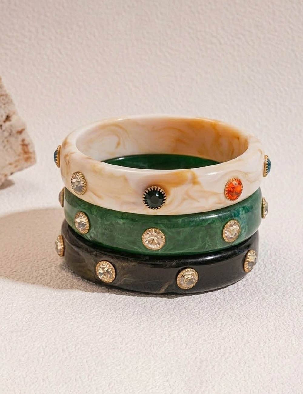 Dipped Shop - Fashion Colorful Rhinestone Acrylic Bangle Bracelet MK2PPPO6W6JBR117