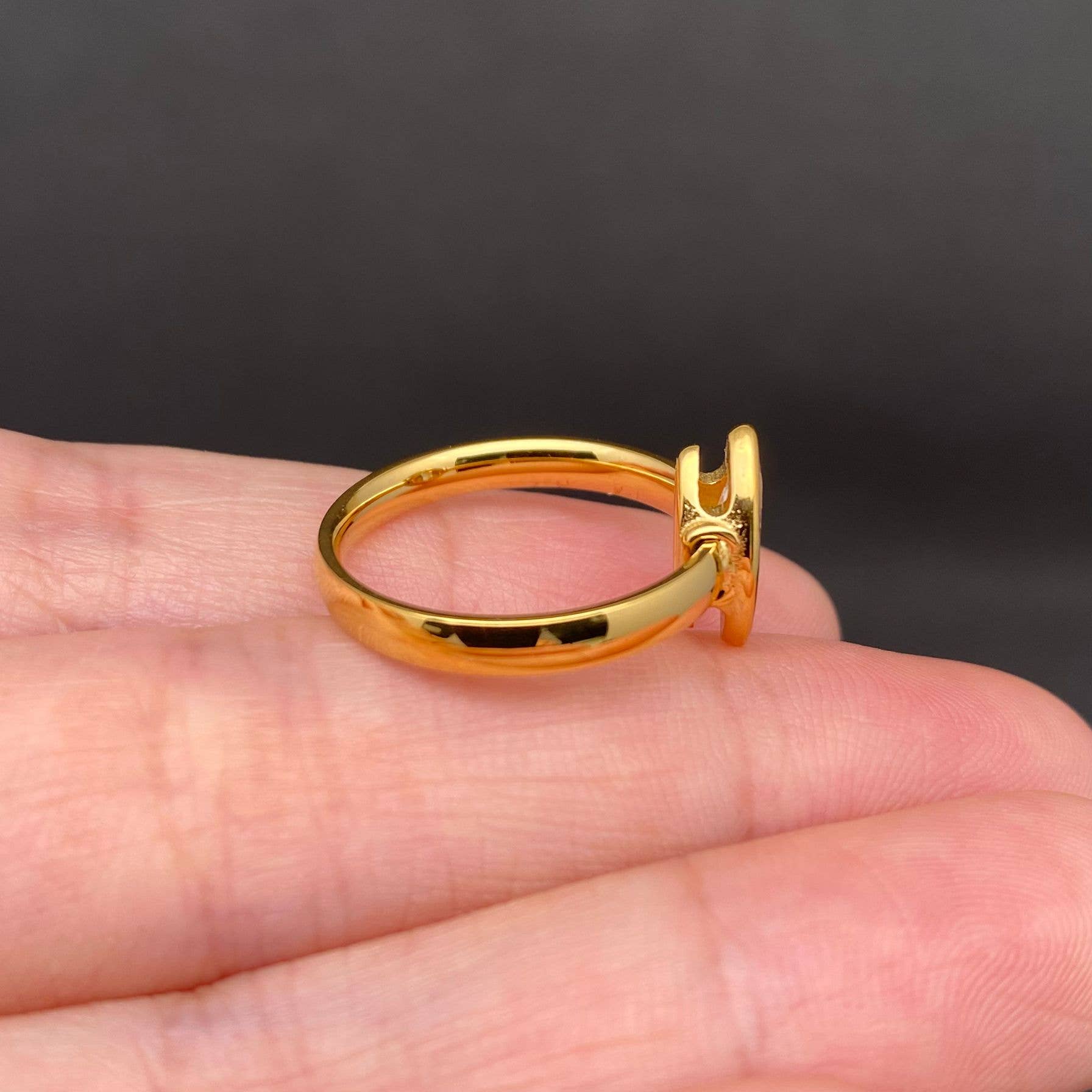 Mio Queena - Horse's Eye Zircon 18K Gold Plated Stainless Steel Ring - FGS