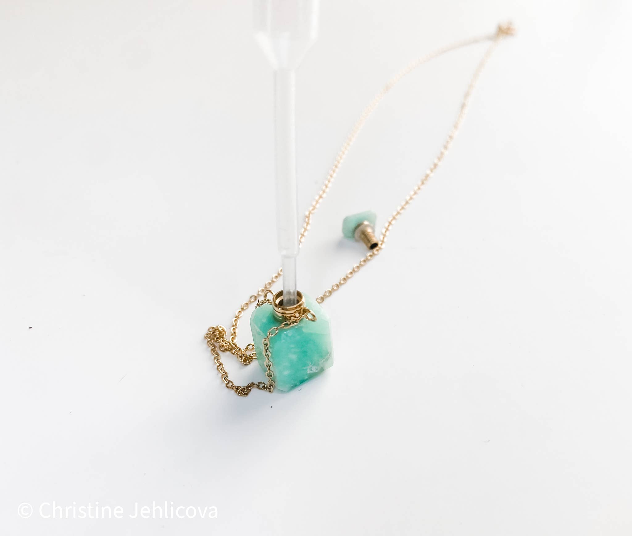 HoopLa - Gemstone Mini Perfume Bottle Crystal Necklace