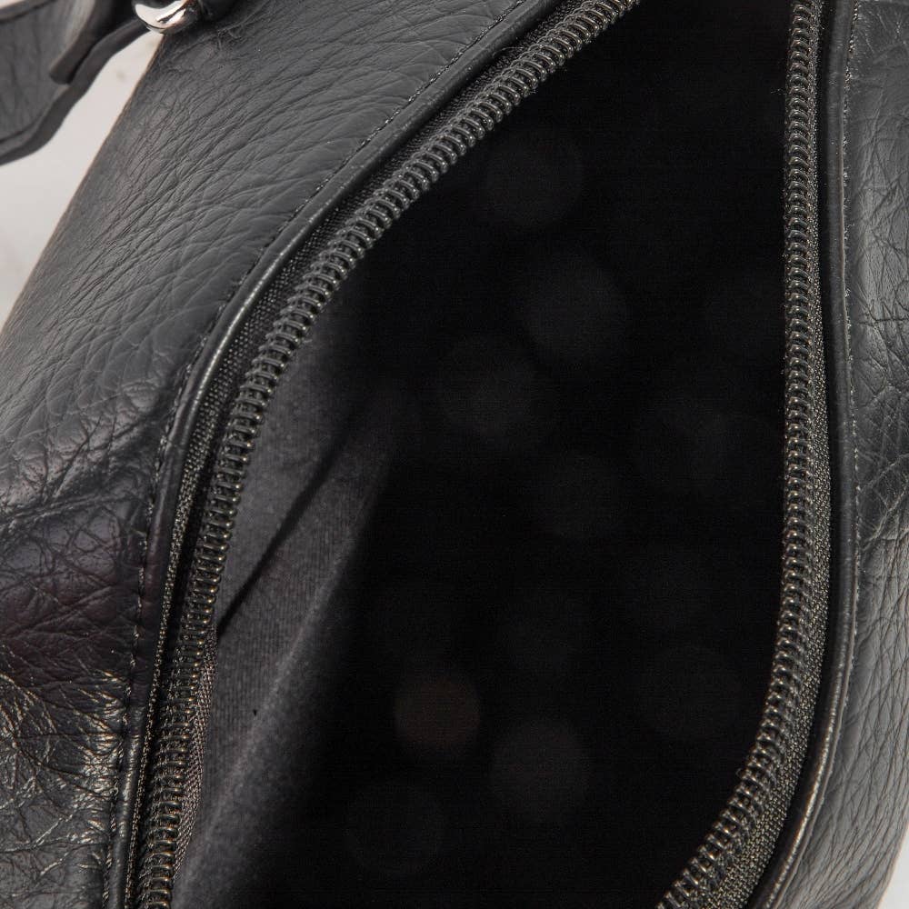Leather Buckle Strap Cylinder Hand Bag