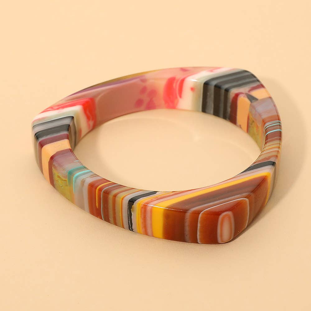 Sensibling Corp. - Geometric Striped Resin Triangle Bangle Bracelet