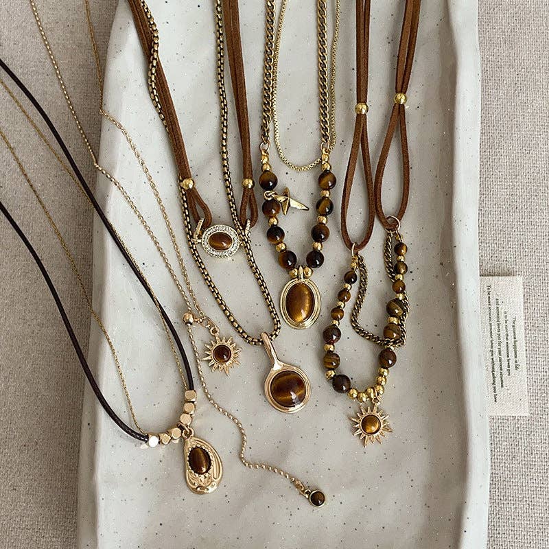 Dipped Shop - Vintage Sunflower Pendant Beaded Chain Necklace MK2ZCEP6W6JNC115