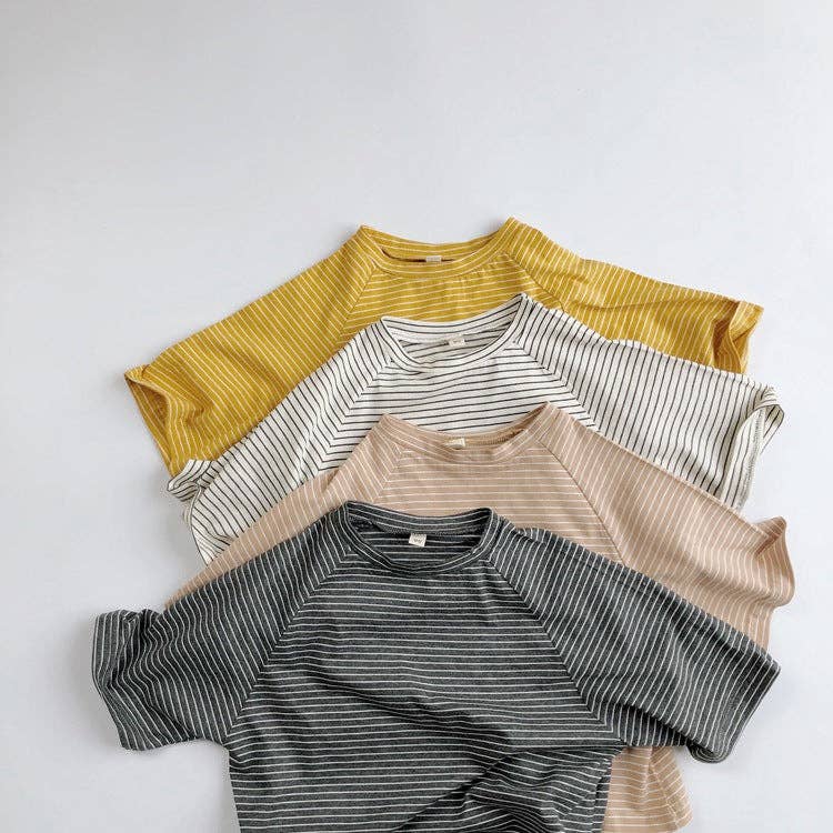 shoplittleswan - Striped Cotton T-Shirt for Kids Short Sleeve Unisex